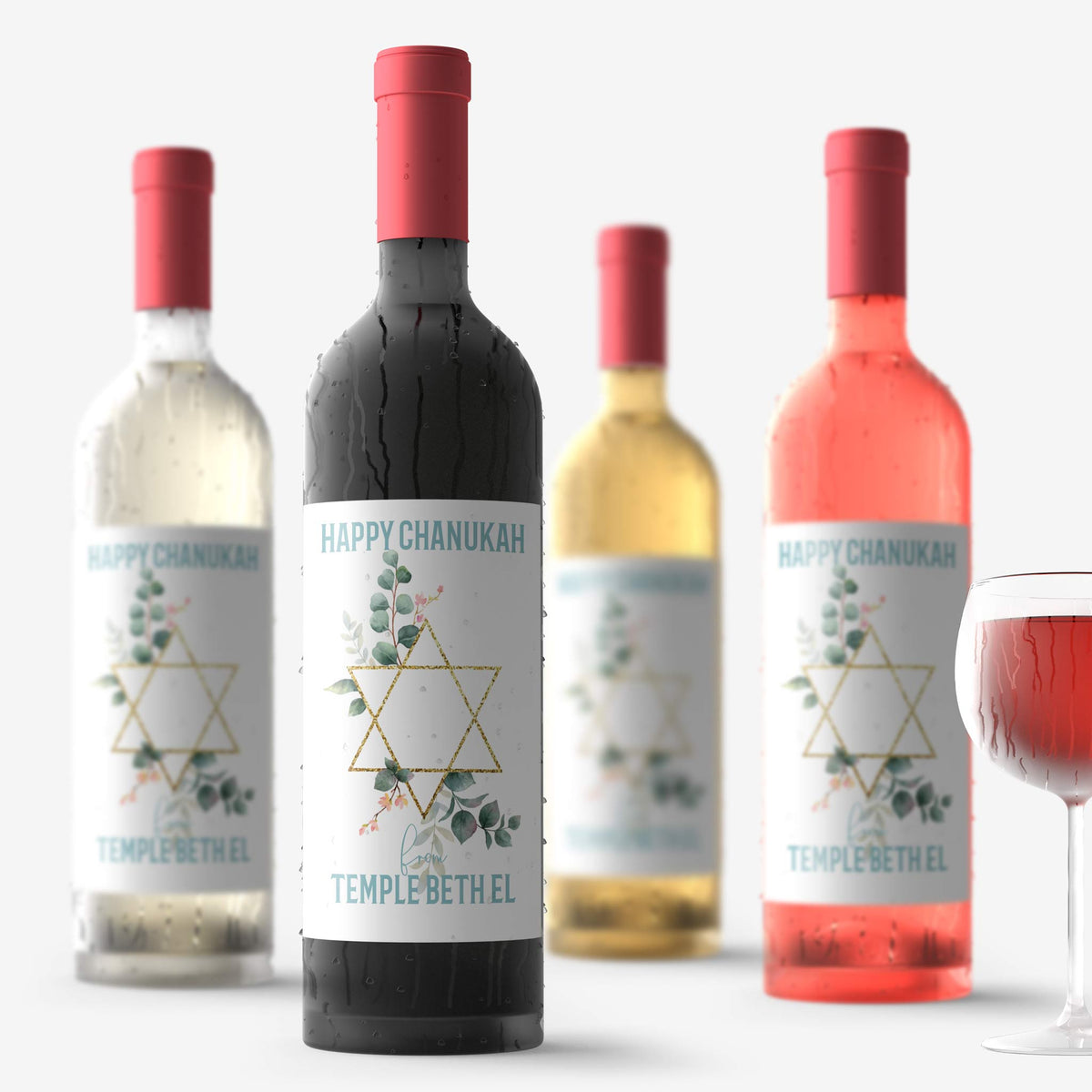 Happy Chanukah Personalized Labels, Pack of 4