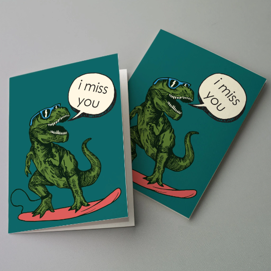 Dinosaur I Miss You Greeting Cards, Set of 24