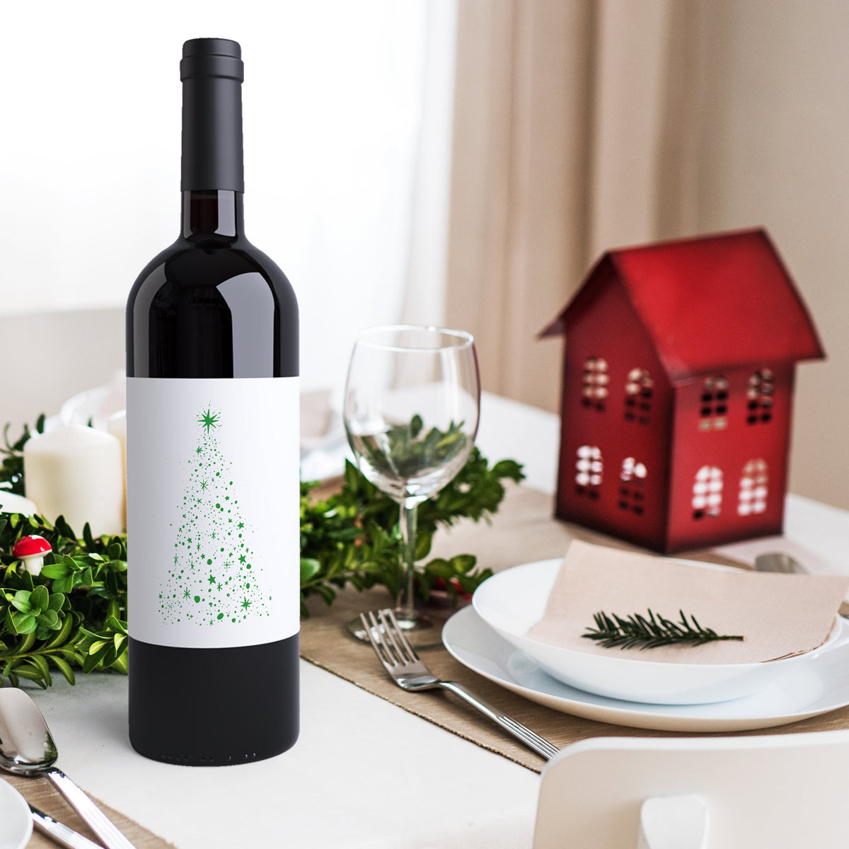 Christmas Wine Labels, Pack of 4