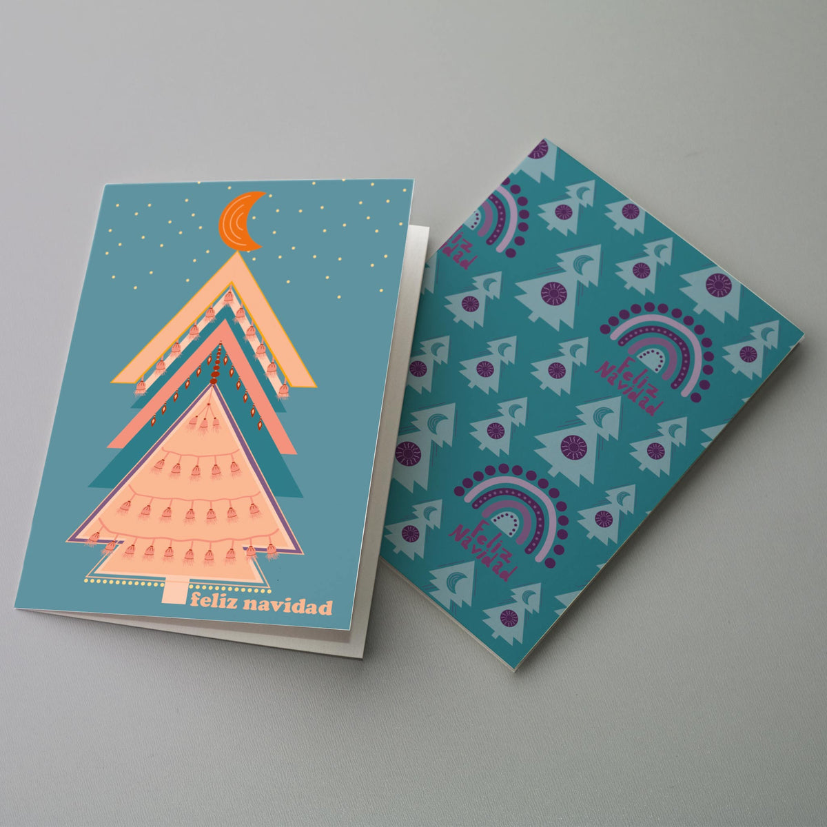 Boho Feliz Navidad Greeting Cards, Set of 24