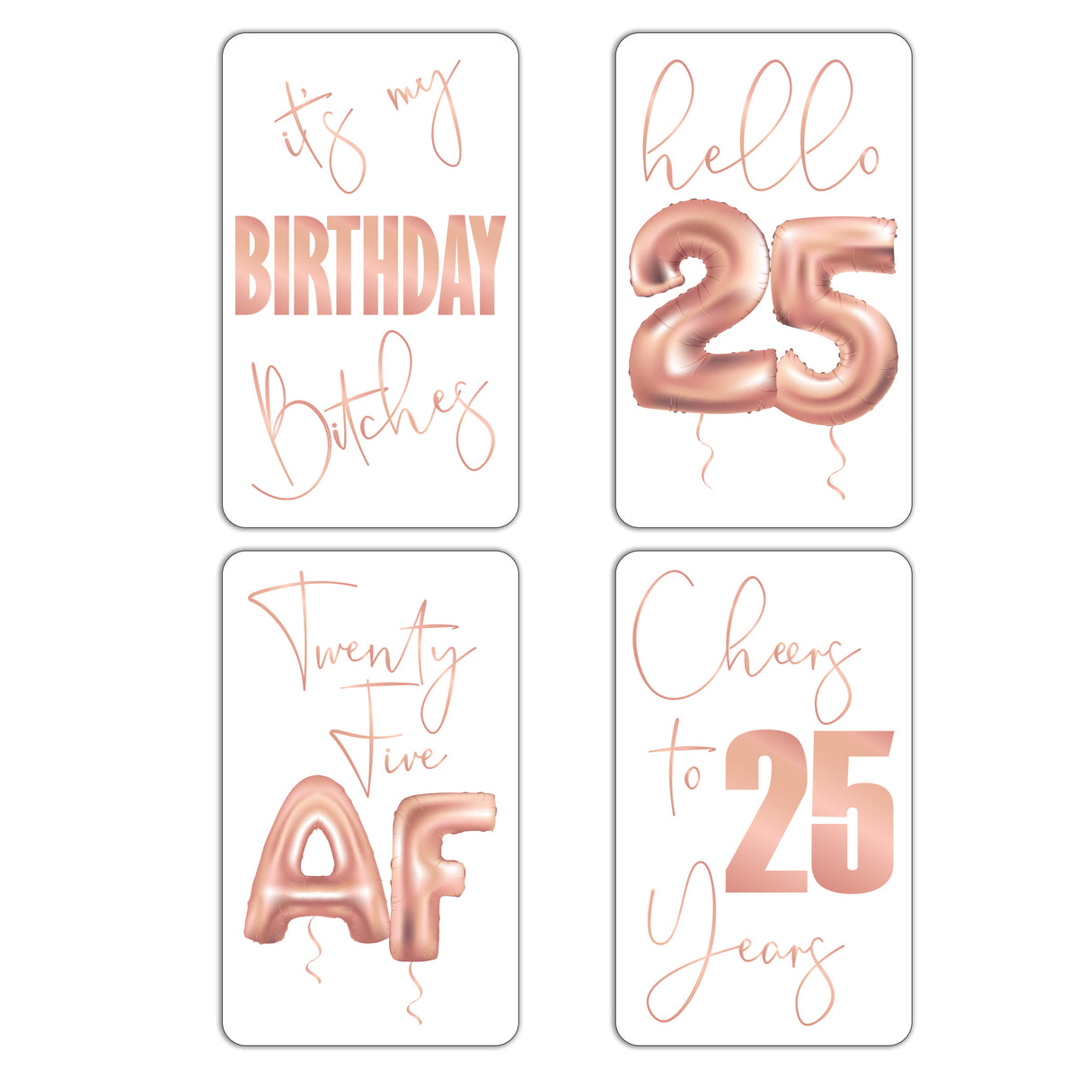 25th Birthday Wine Labels, Pack of 4