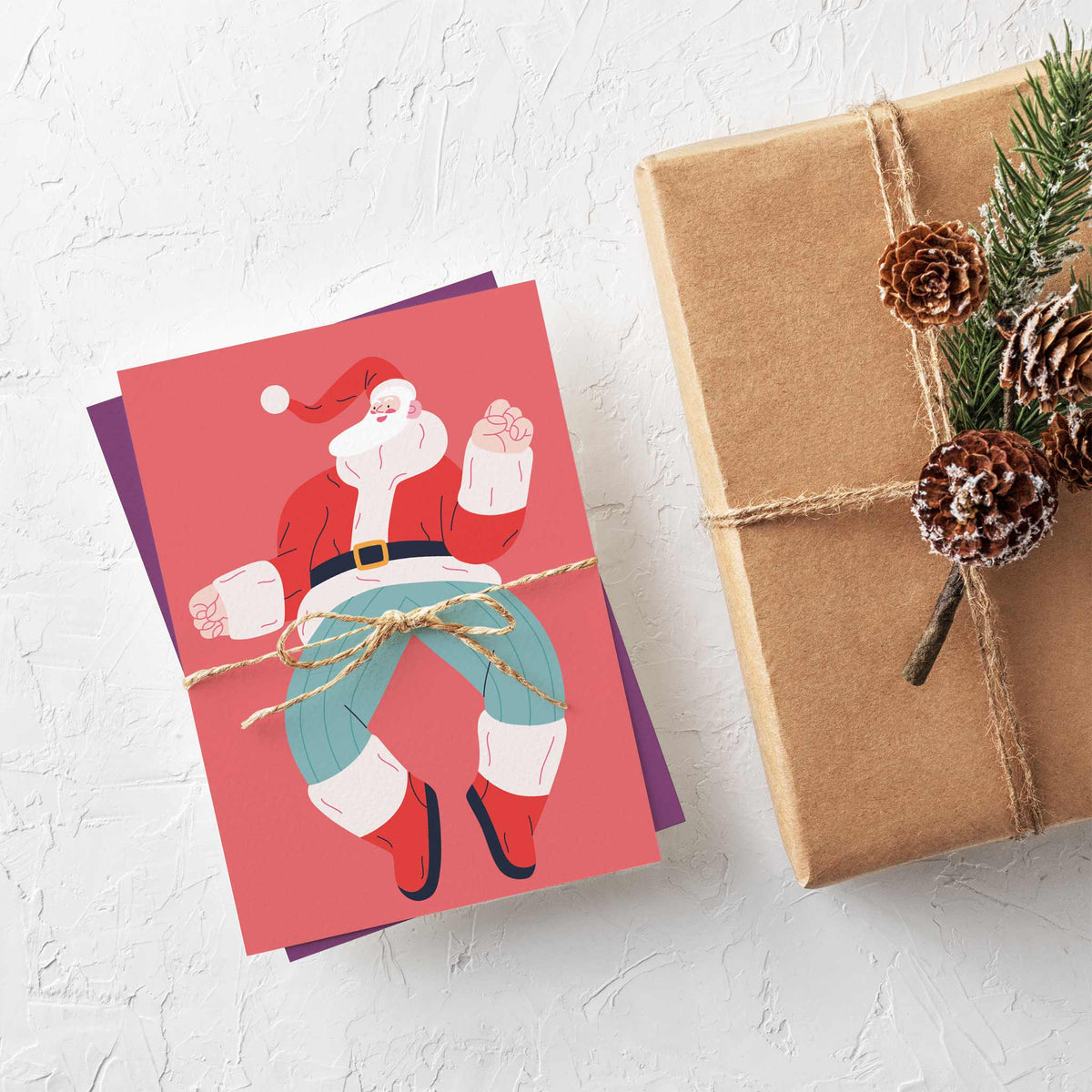 Dancing Santa Claus Christmas Cards, Set of 24