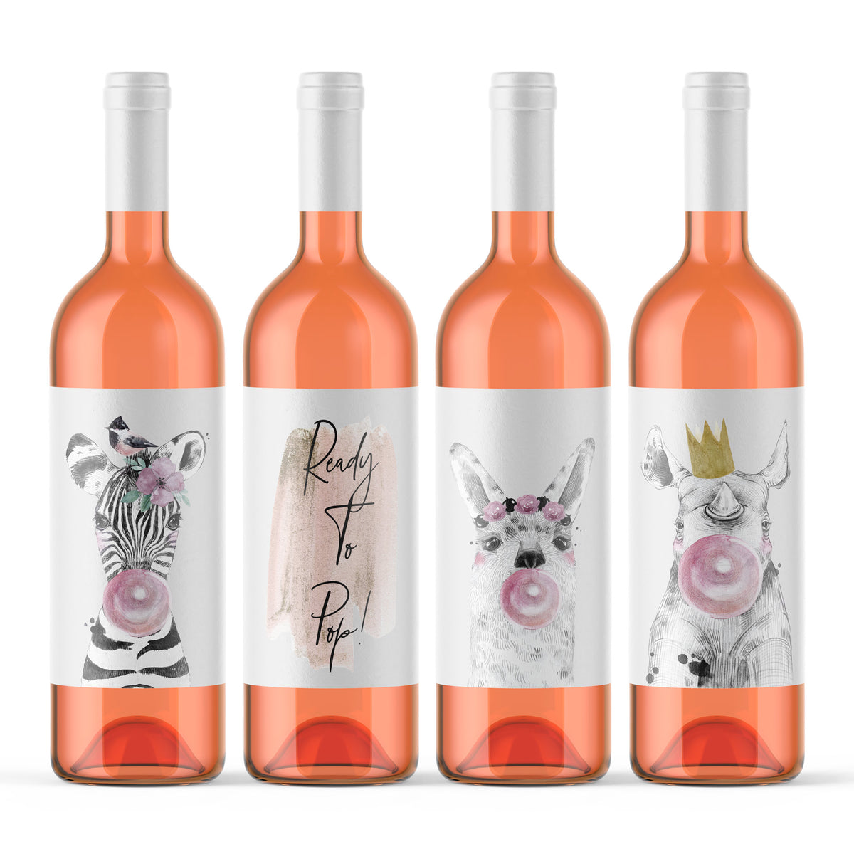Ready to Pop Baby Shower Wine Labels, Pack of 8