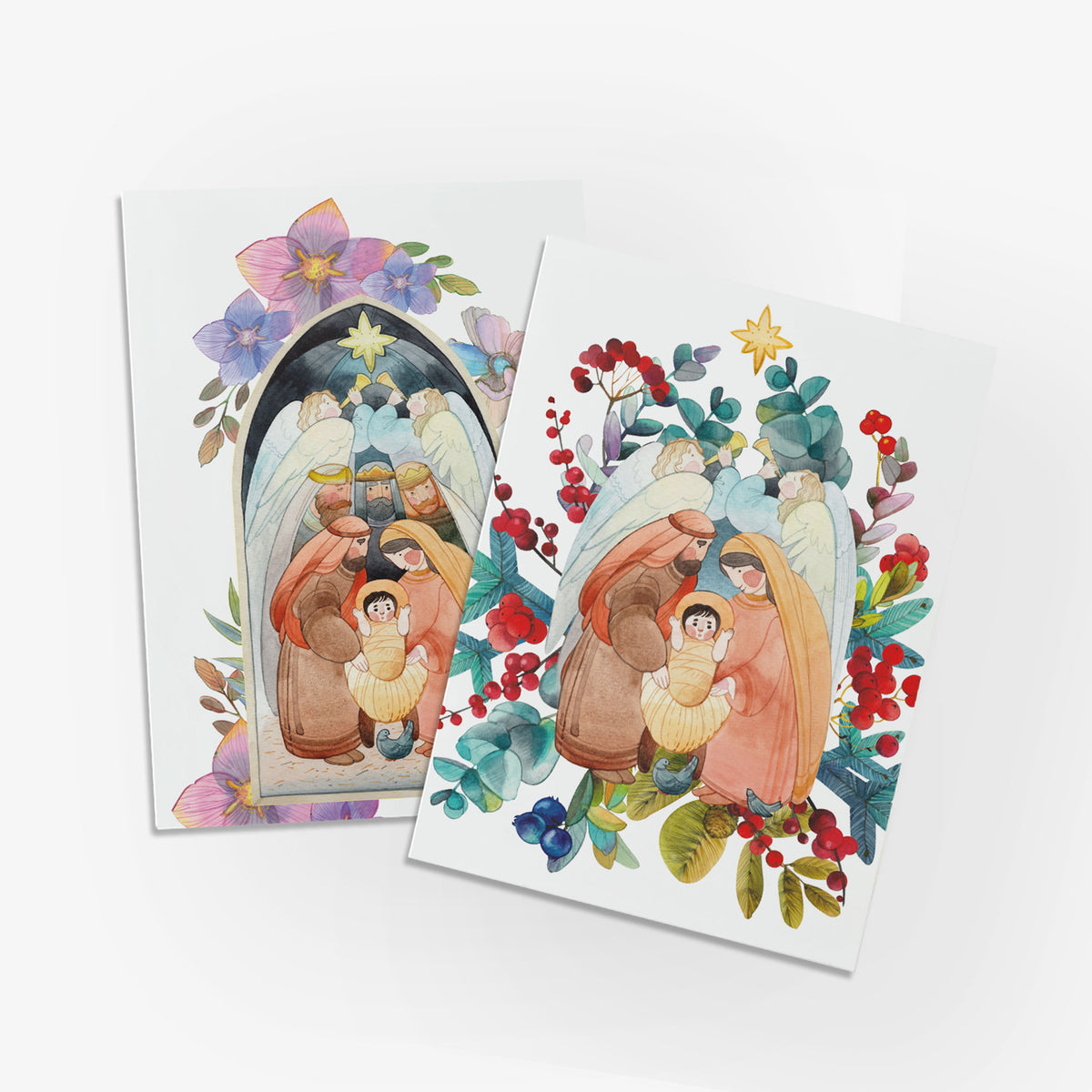 Whimsical Nativity Scene Christmas Cards, Set of 24