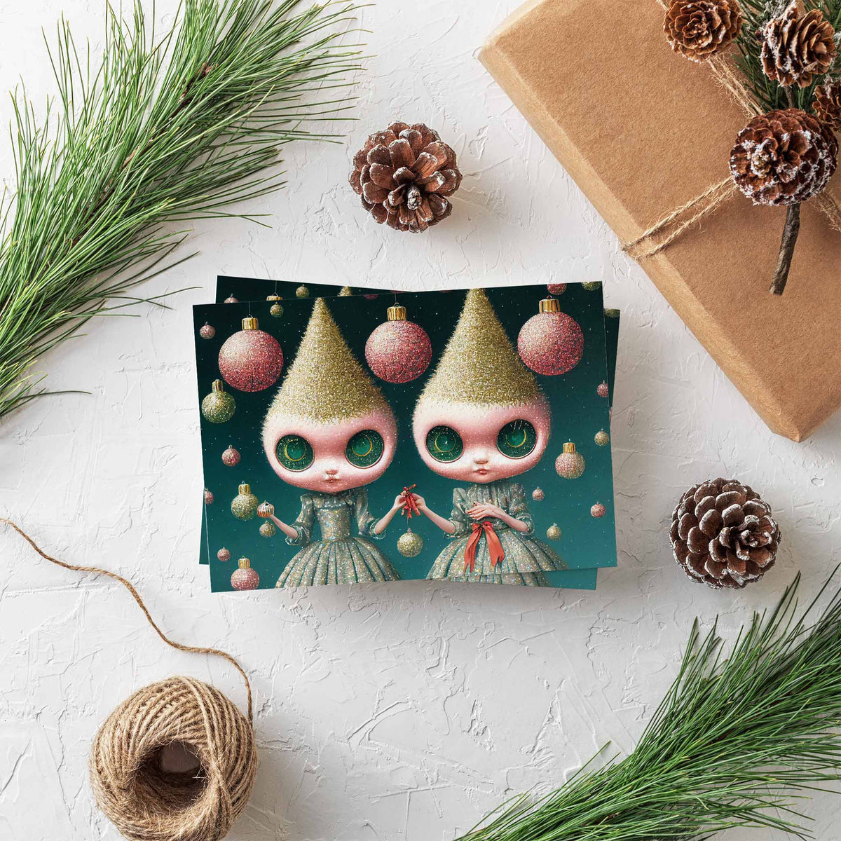 Gnome Holiday Greeting Cards, Set of 24