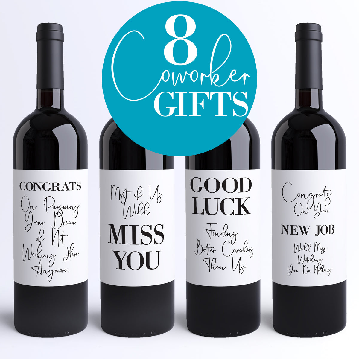 Funny Coworker Wine Labels and Card Stickers, Office Gift Set