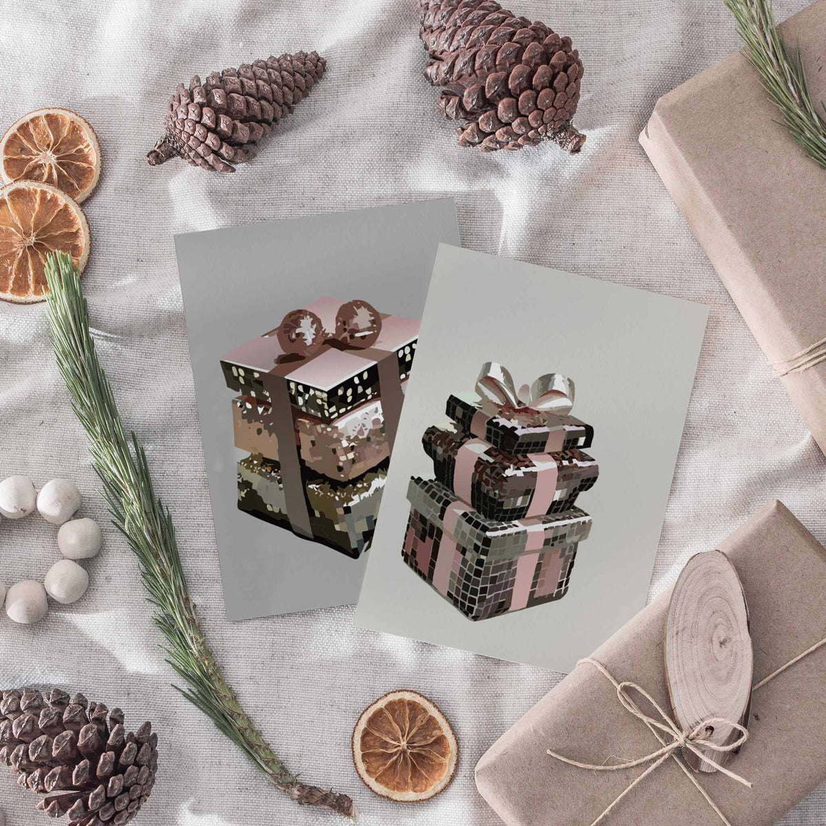 Disco Christmas Present Greeting Cards, Set of 24