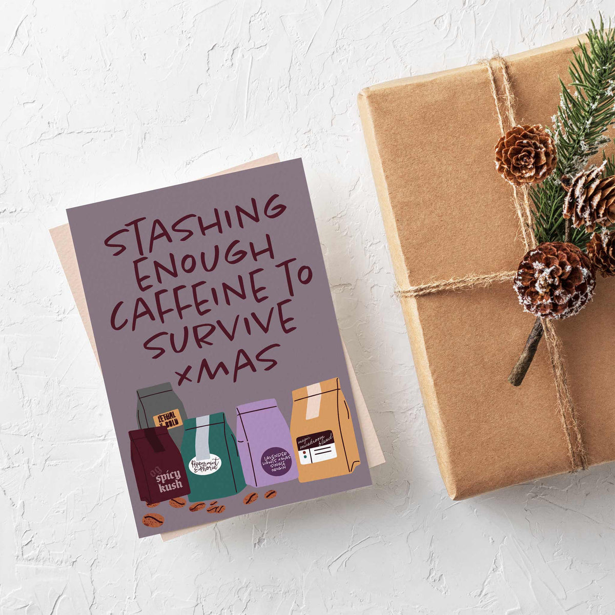Coffee Christmas Greeting Cards, Set of 24