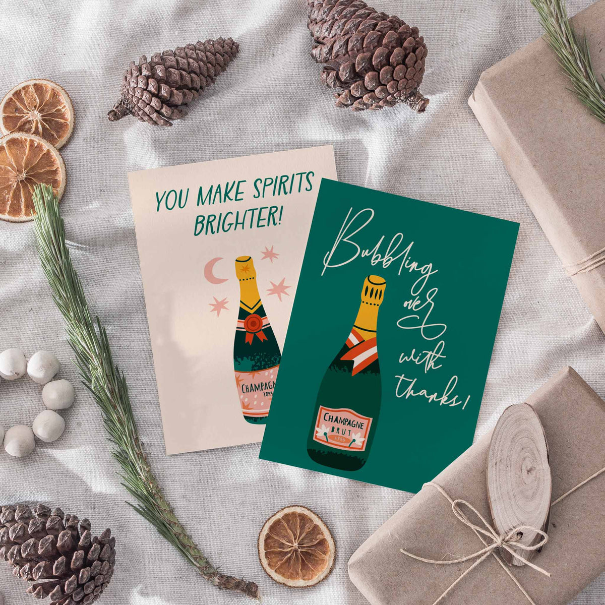 Champagne Greeting Cards, Set of 24