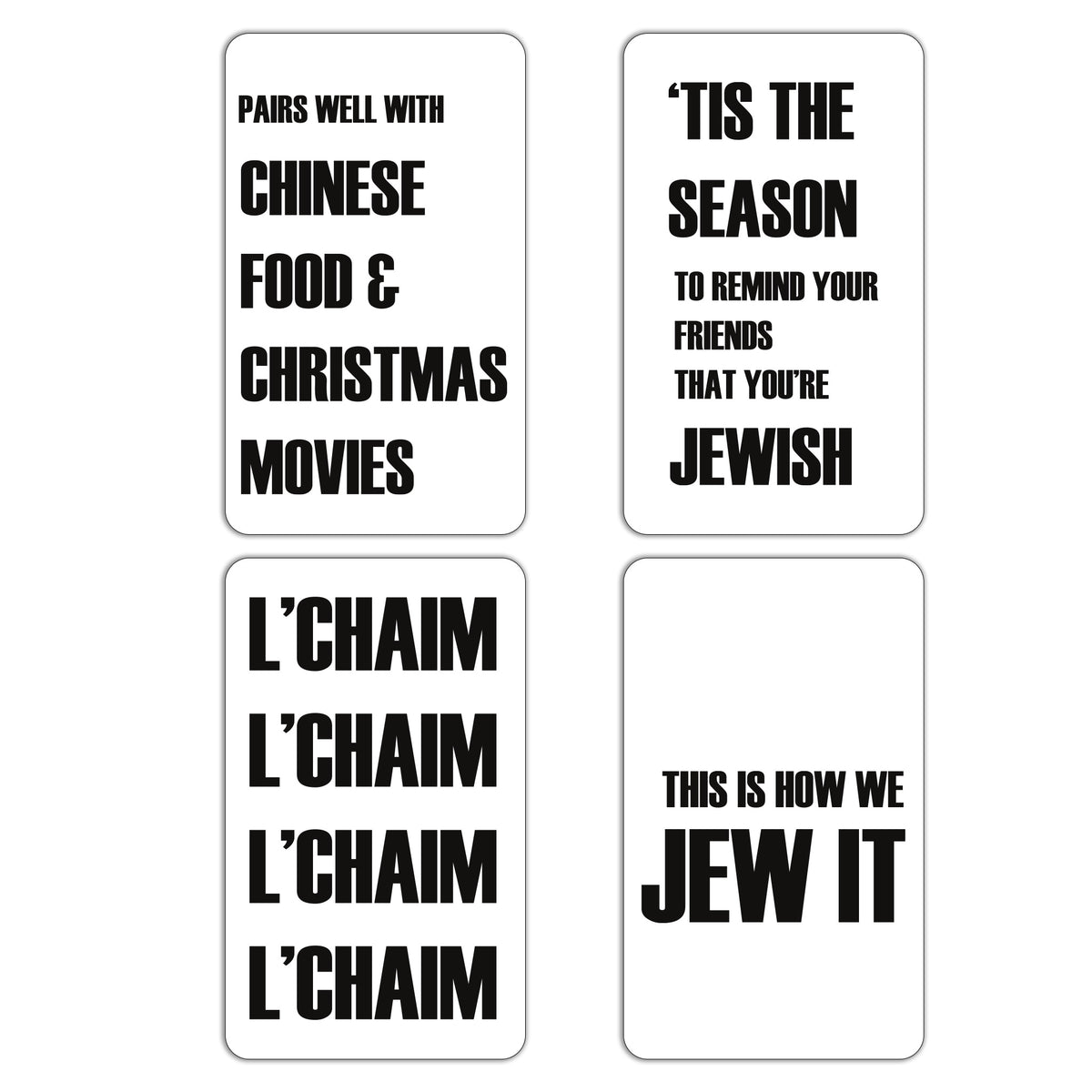 Jewish Christmas Survival Wine Labels, Pack of 4