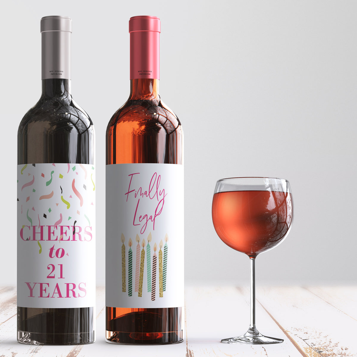 21st Birthday Wine Labels, Pack of 4