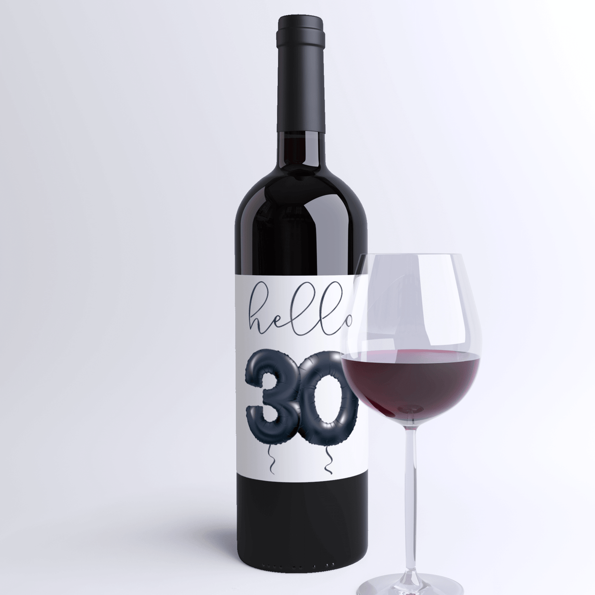 Black Balloon Dirty 30 Birthday Wine Labels, Pack of 4