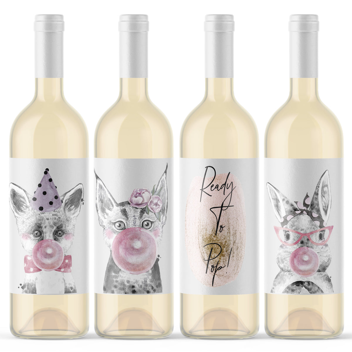 Ready to Pop Baby Shower Wine Labels, Pack of 8