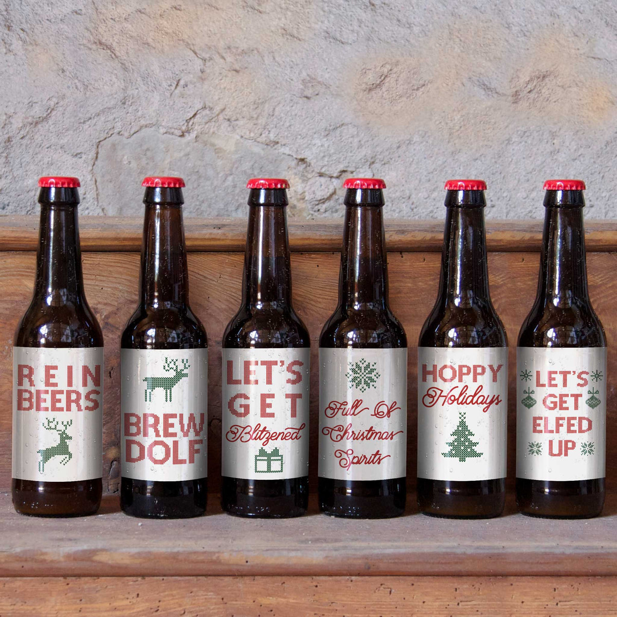 Funny Beer Lover Christmas Beer Labels, Pack of 6