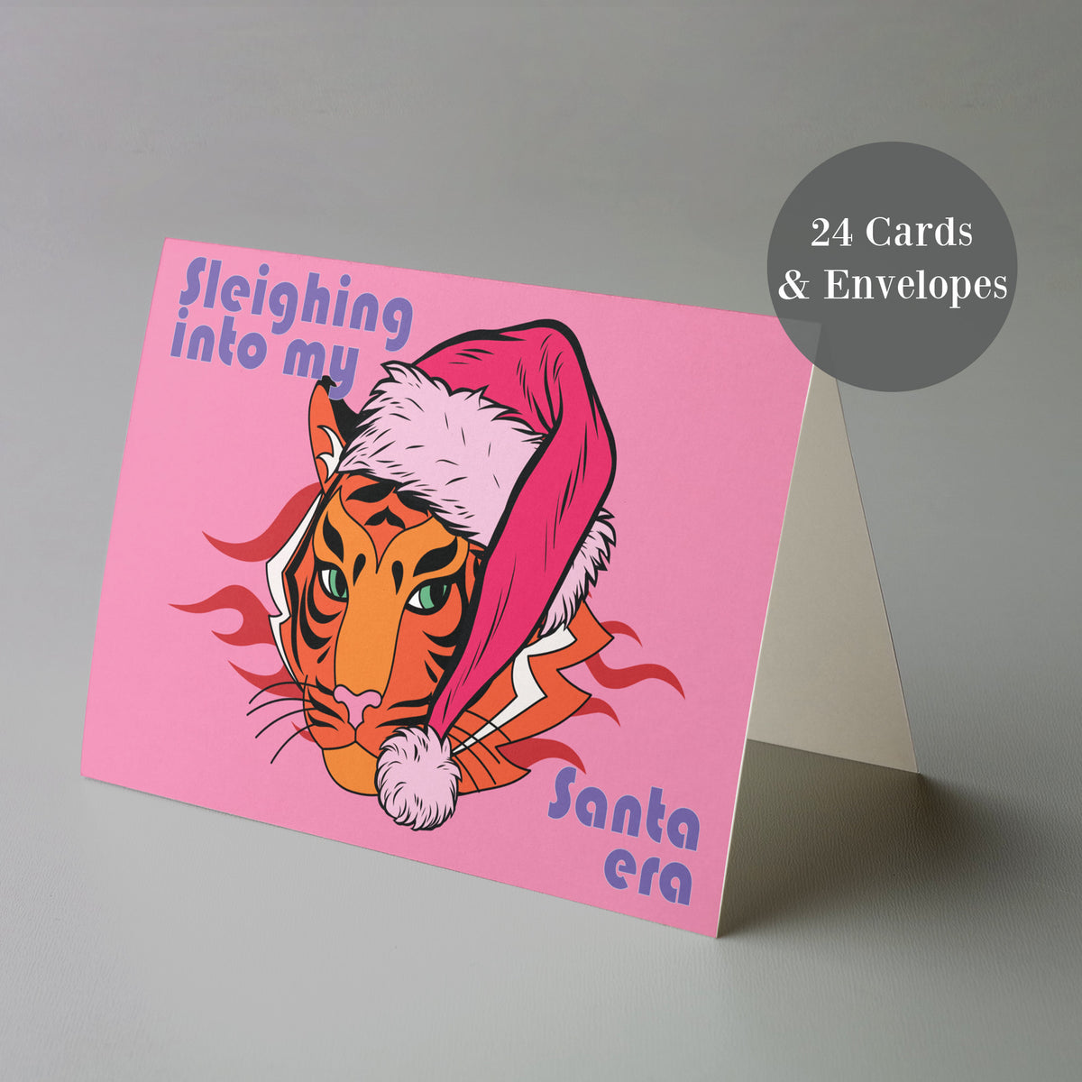 Retro Tiger Christmas Cards, Set of 24