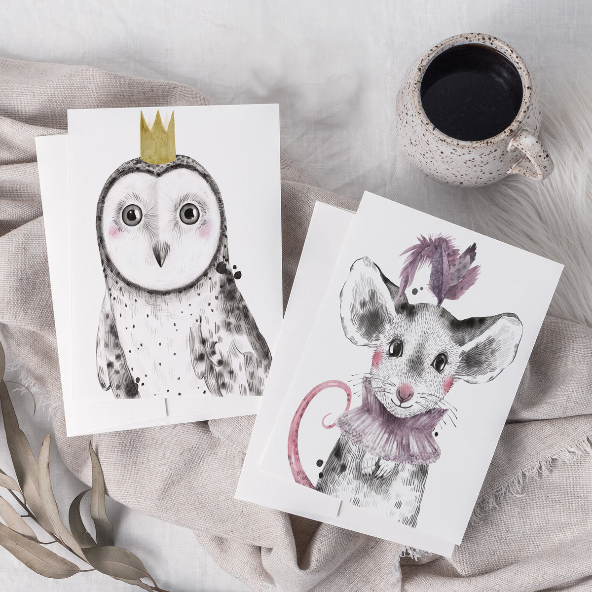 Baby Animal Greeting Cards, Set of 24