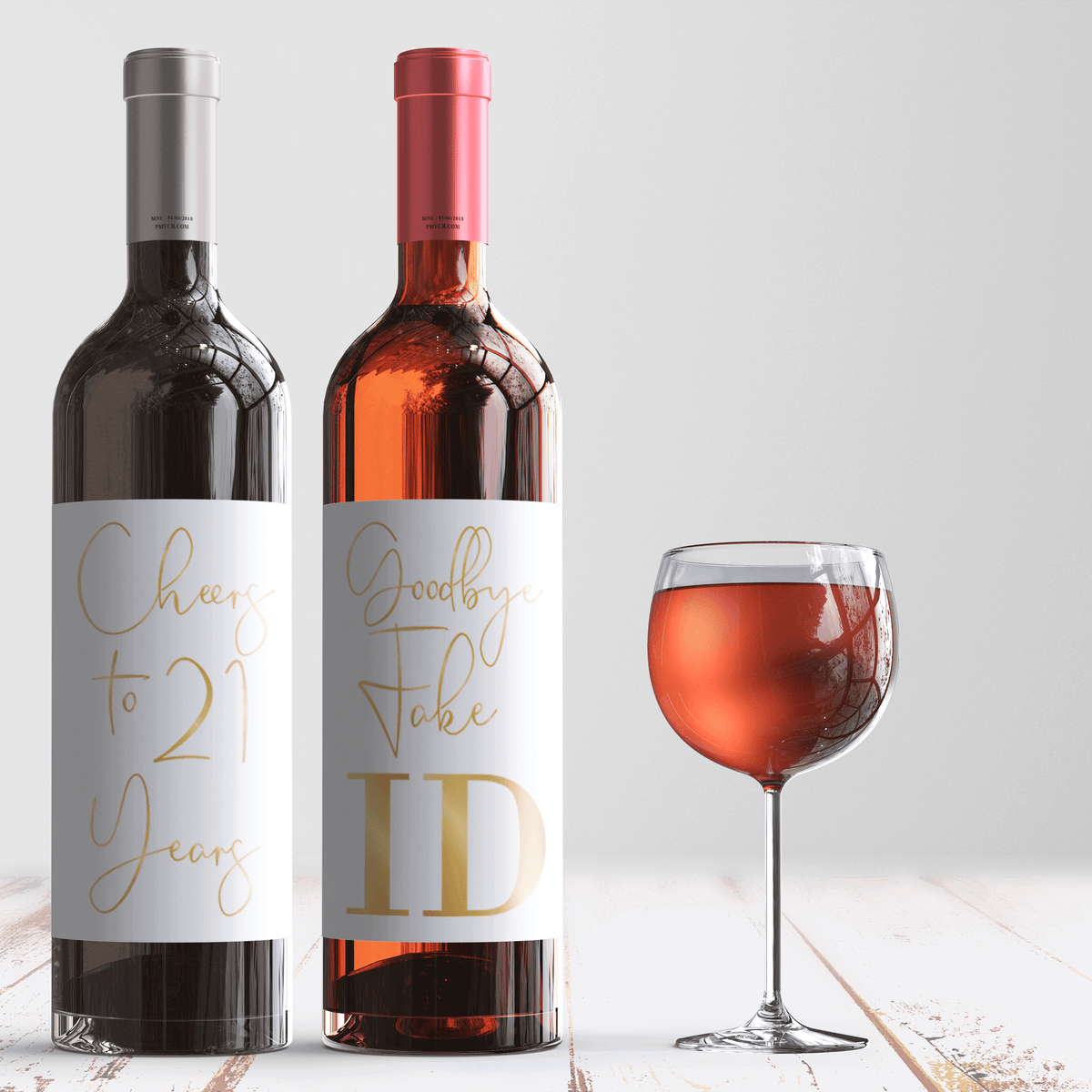 Gold Balloon 21st Birthday Wine Labels, Pack of 4