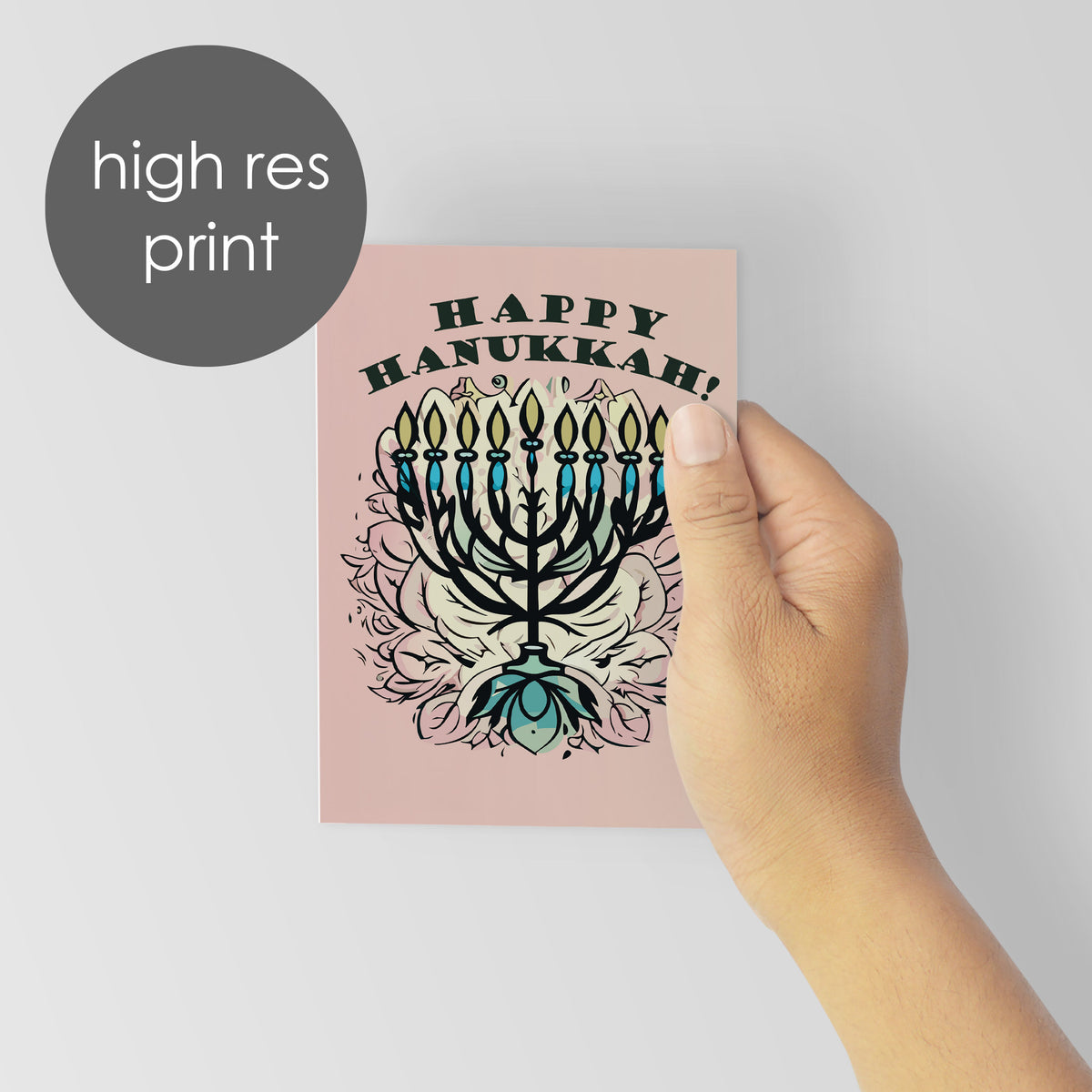 Pastel Floral Menorah Hanukkah Greeting Cards, Set of 24