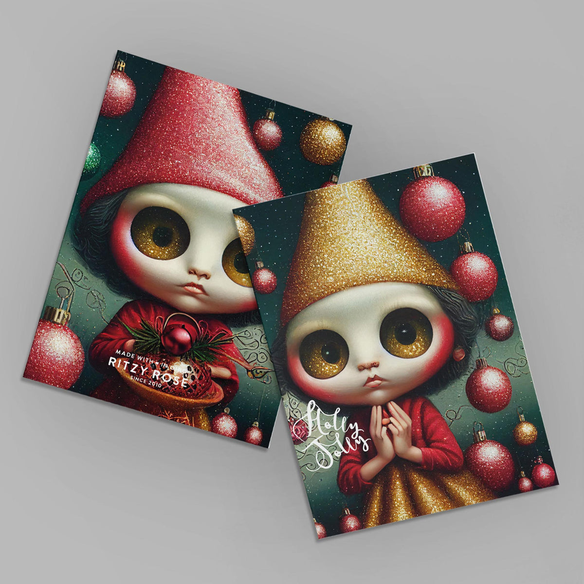 Whimsical Christmas Greeting Cards, Set of 24