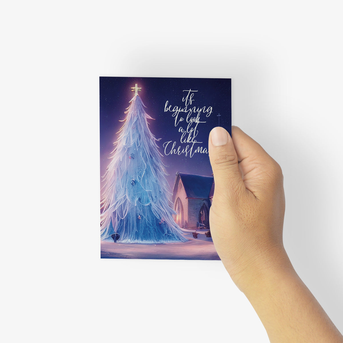 Snowy Church Scene Christmas Cards, Set of 24