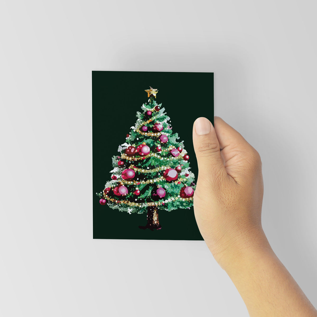 Traditional Christmas Tree Greeting Cards, Set of 24