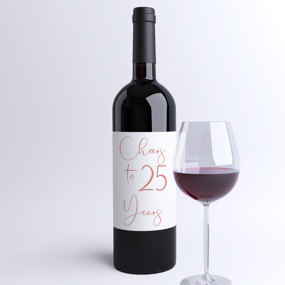 Rose Gold Balloon 25th Birthday Wine Labels, Pack of 4