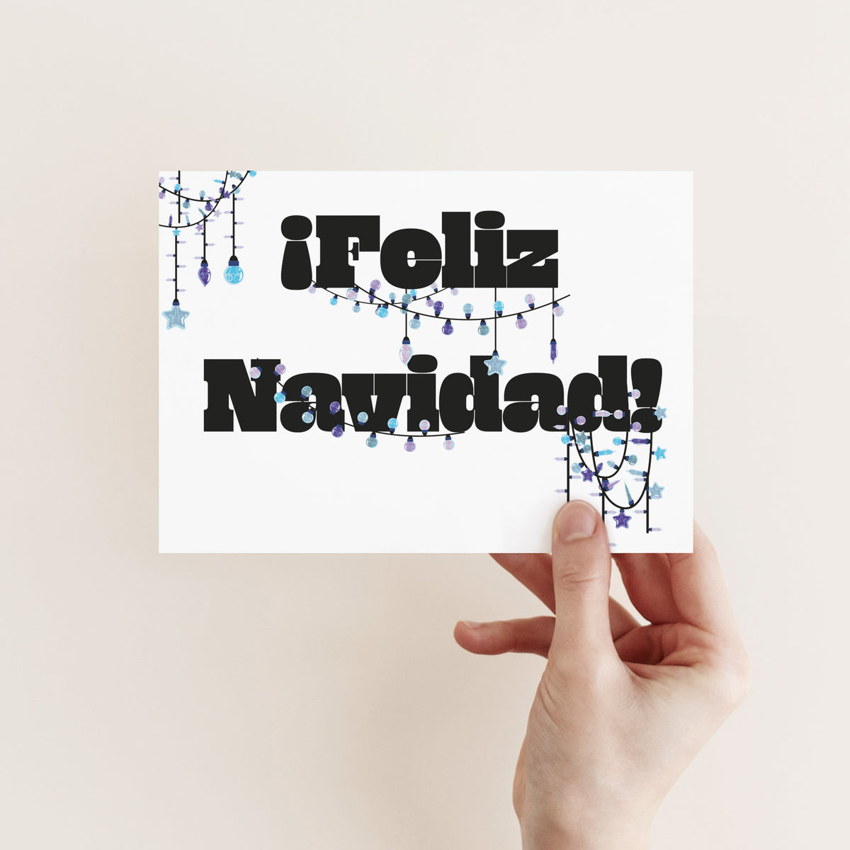 String Lights Feliz Navidad Greeting Cards, Set of 24