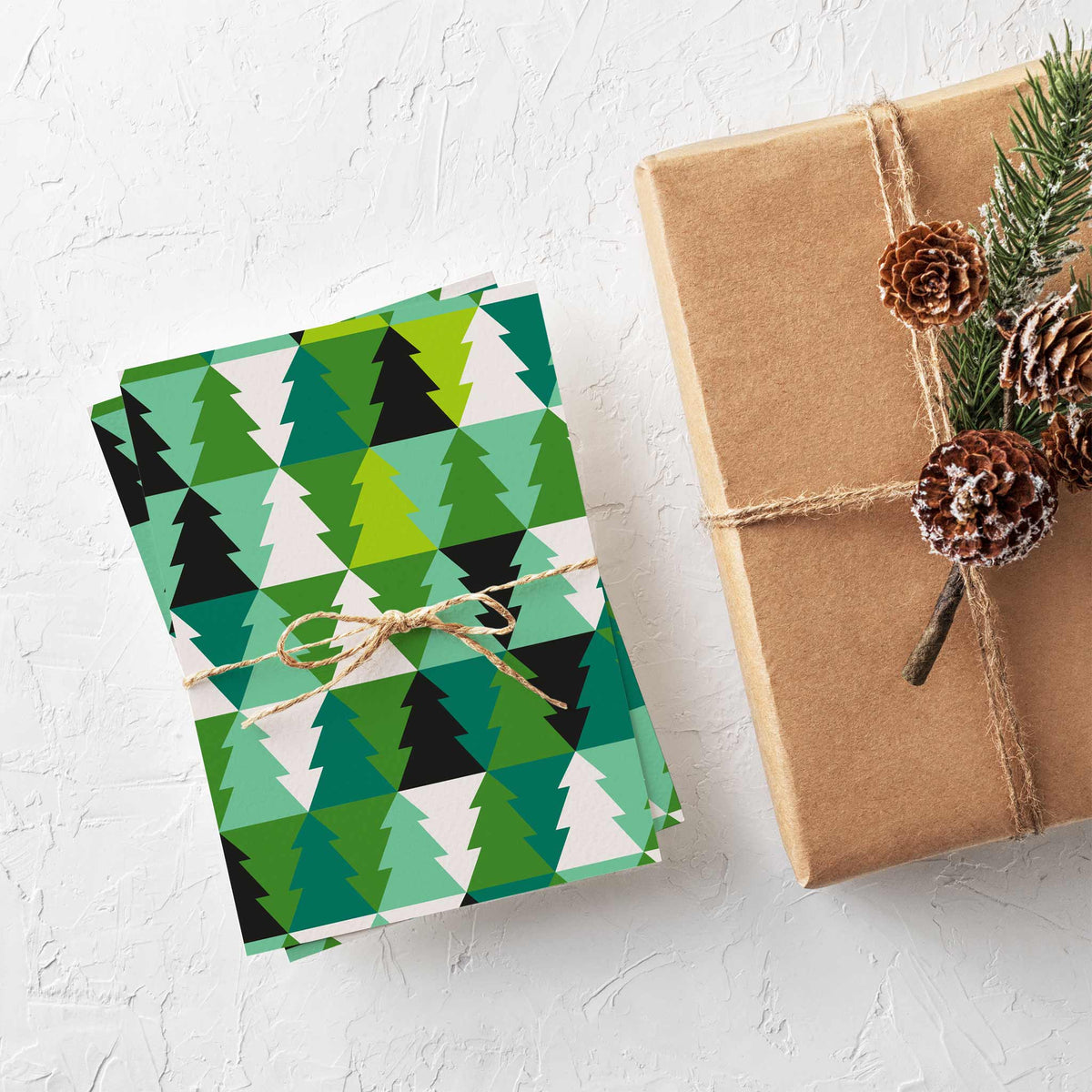 Modern Green Tree Christmas Cards, Set of 24