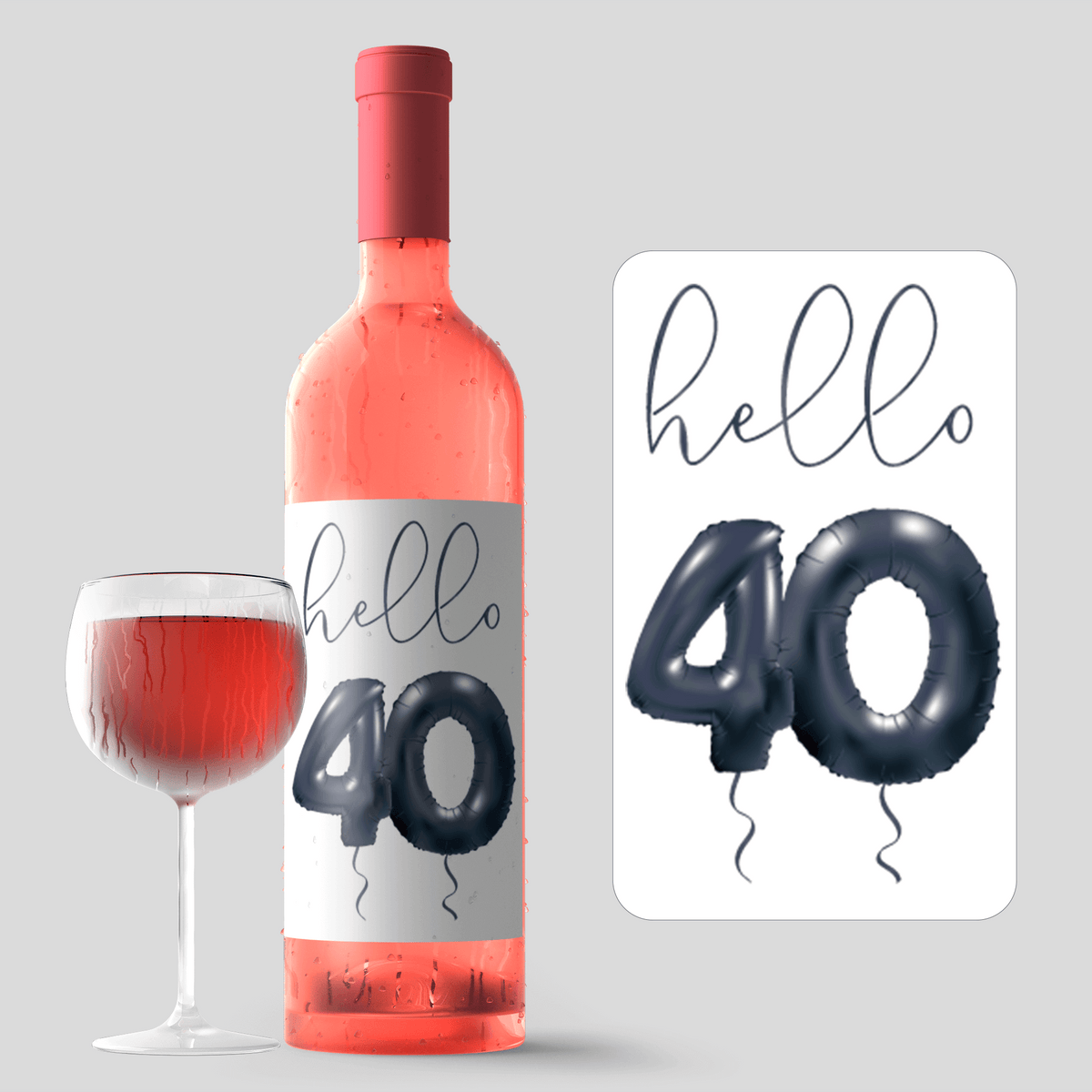 Black Balloon Forty and Fab 40th Birthday Wine Labels, Pack of 4