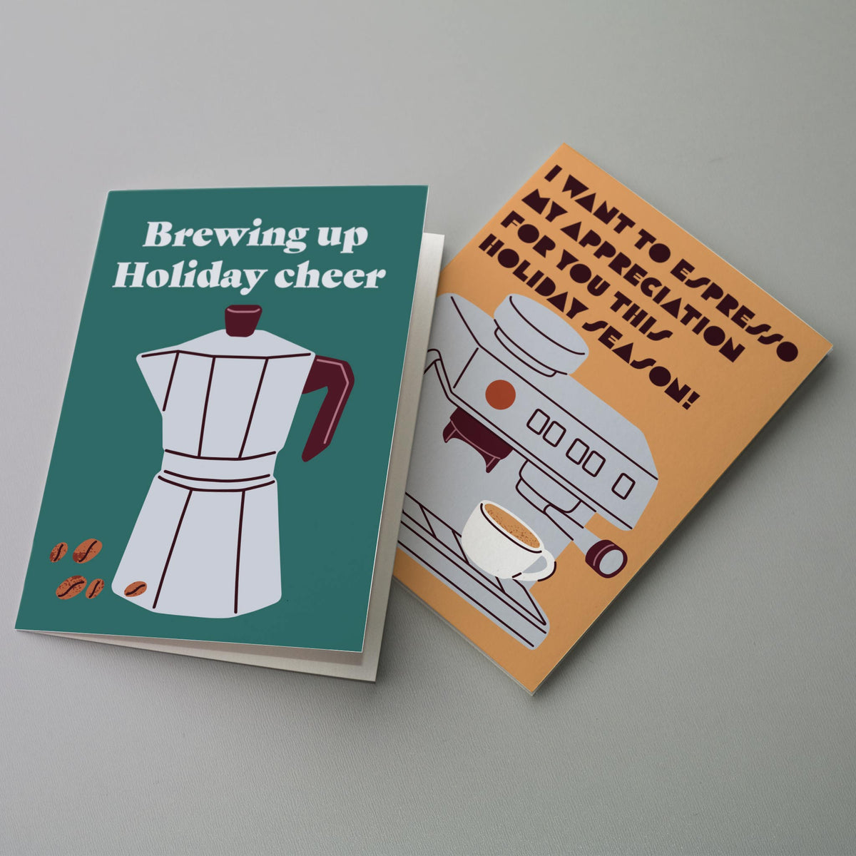 Coffee Christmas Greeting Cards, Set of 24