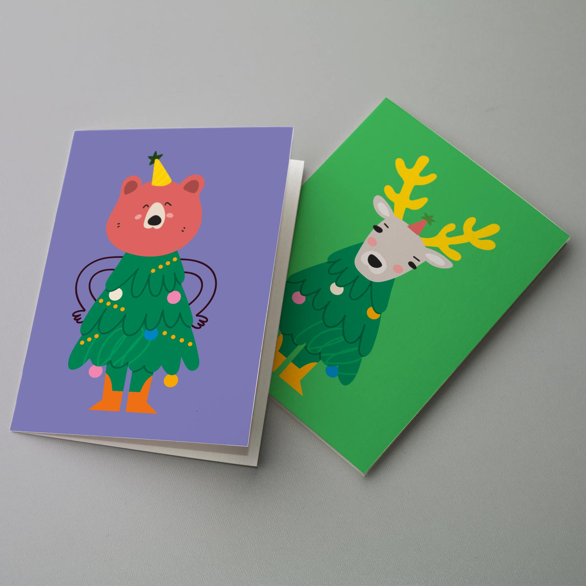 Holiday Cards with Cute Animals, Set of 24