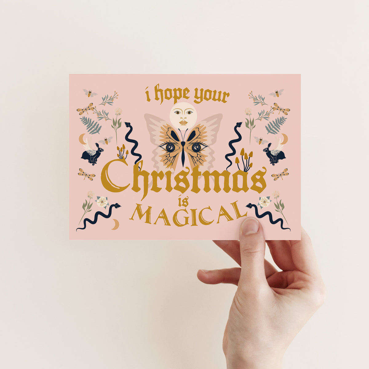 Magical Celestial Boho Christmas Greeting Cards, Set of 24