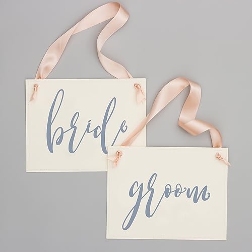 Bride and Groom Wedding Chair Signs, Set of 2
