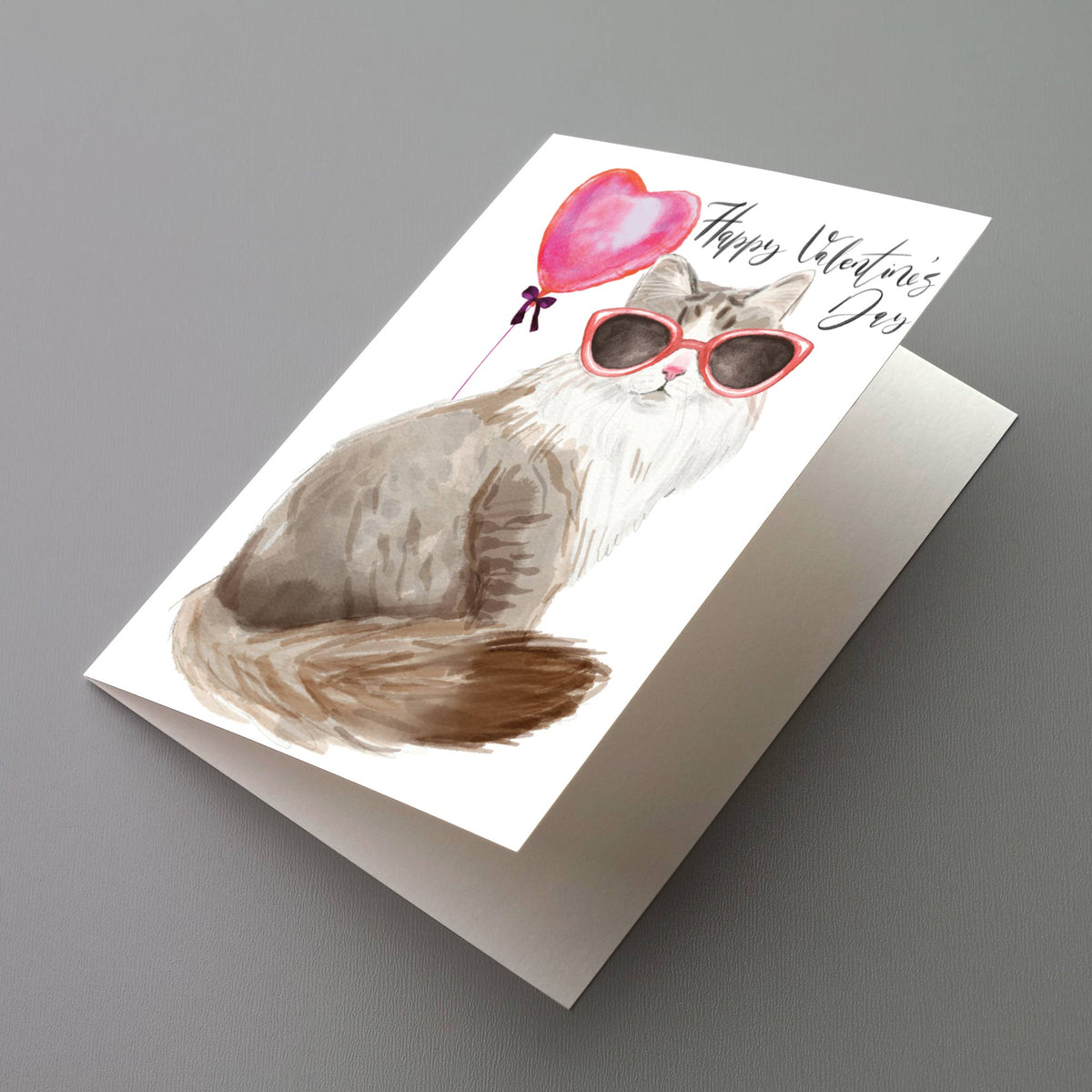 Valentine's Day Cat Greeting Cards, Set of 24