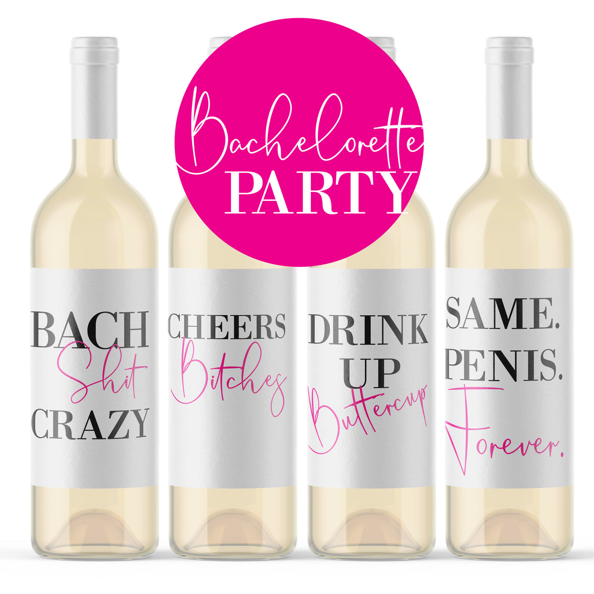 Bach Shit Crazy Wine Labels, Pack of 4