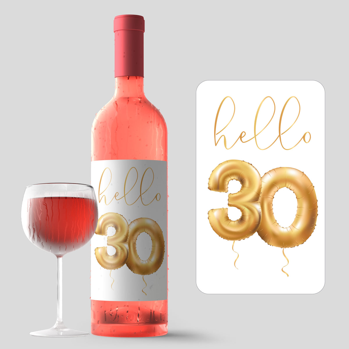 Gold Balloon 30th Birthday Wine Labels, Pack of 4