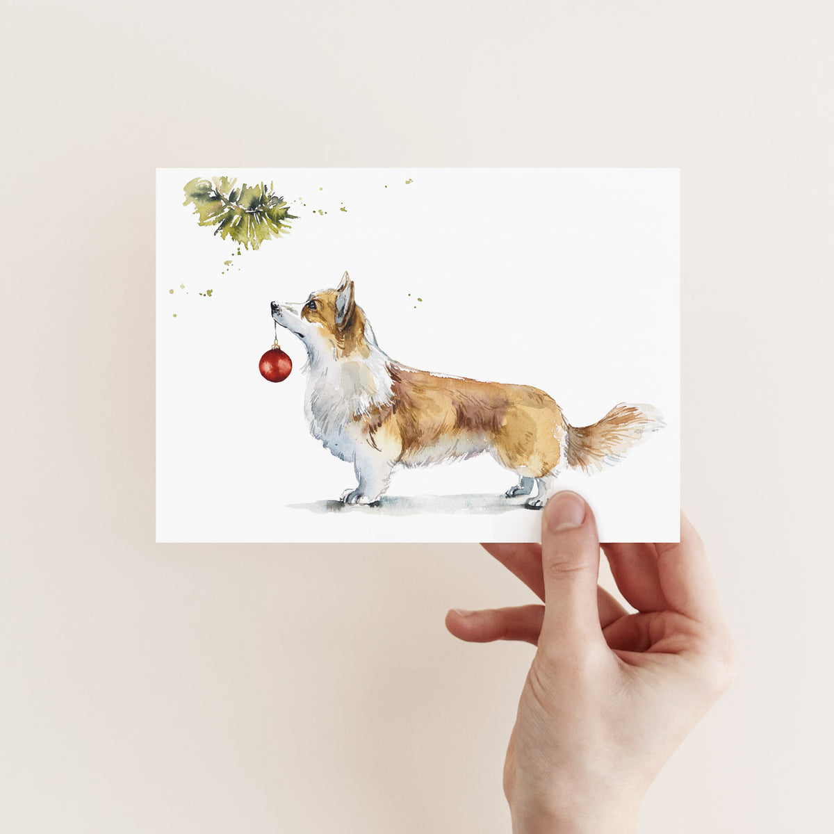 Christmas Corgi Greeting Cards, Set of 24
