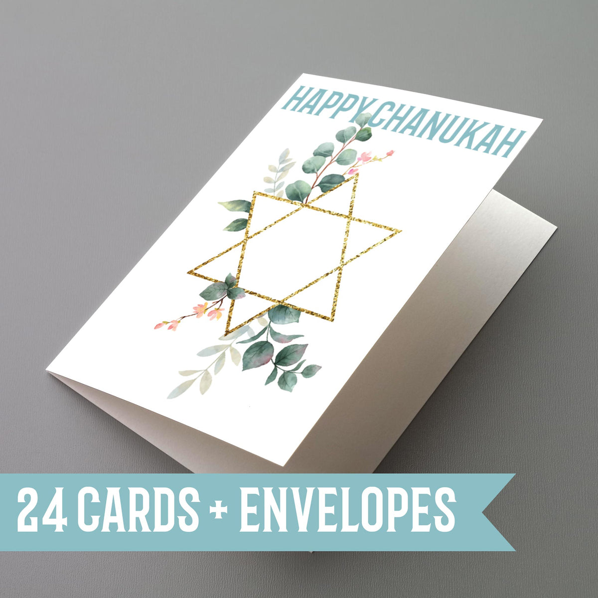 Happy Chanukah Greeting Cards, Set of 24
