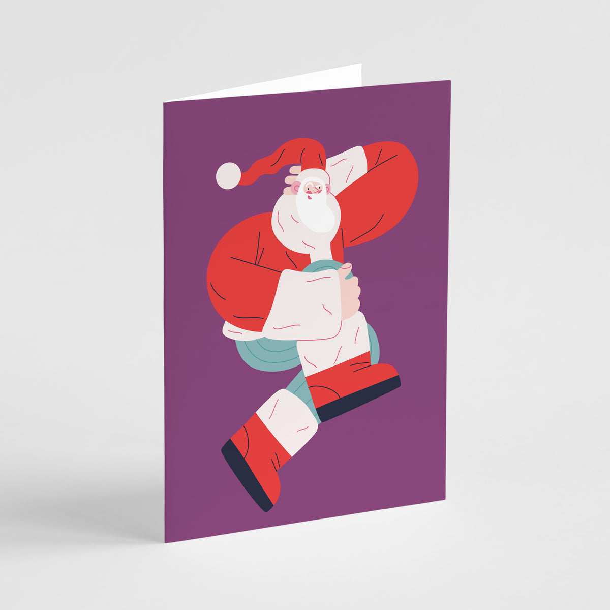 Dancing Santa Claus Christmas Cards, Set of 24