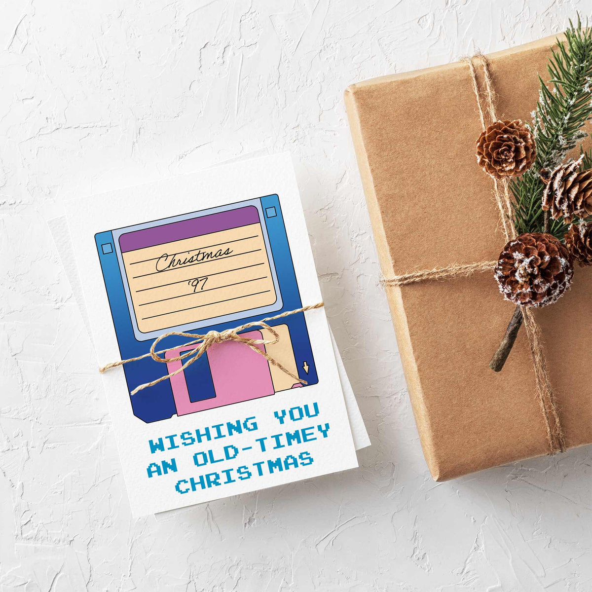 Retro Computer Floppy Disk Christmas Cards, Set of 24