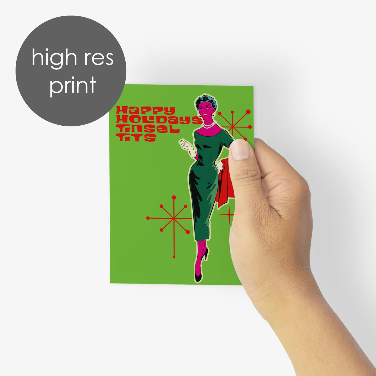 Femme Fatale Retro 60s Christmas Greeting Cards, Set of 24