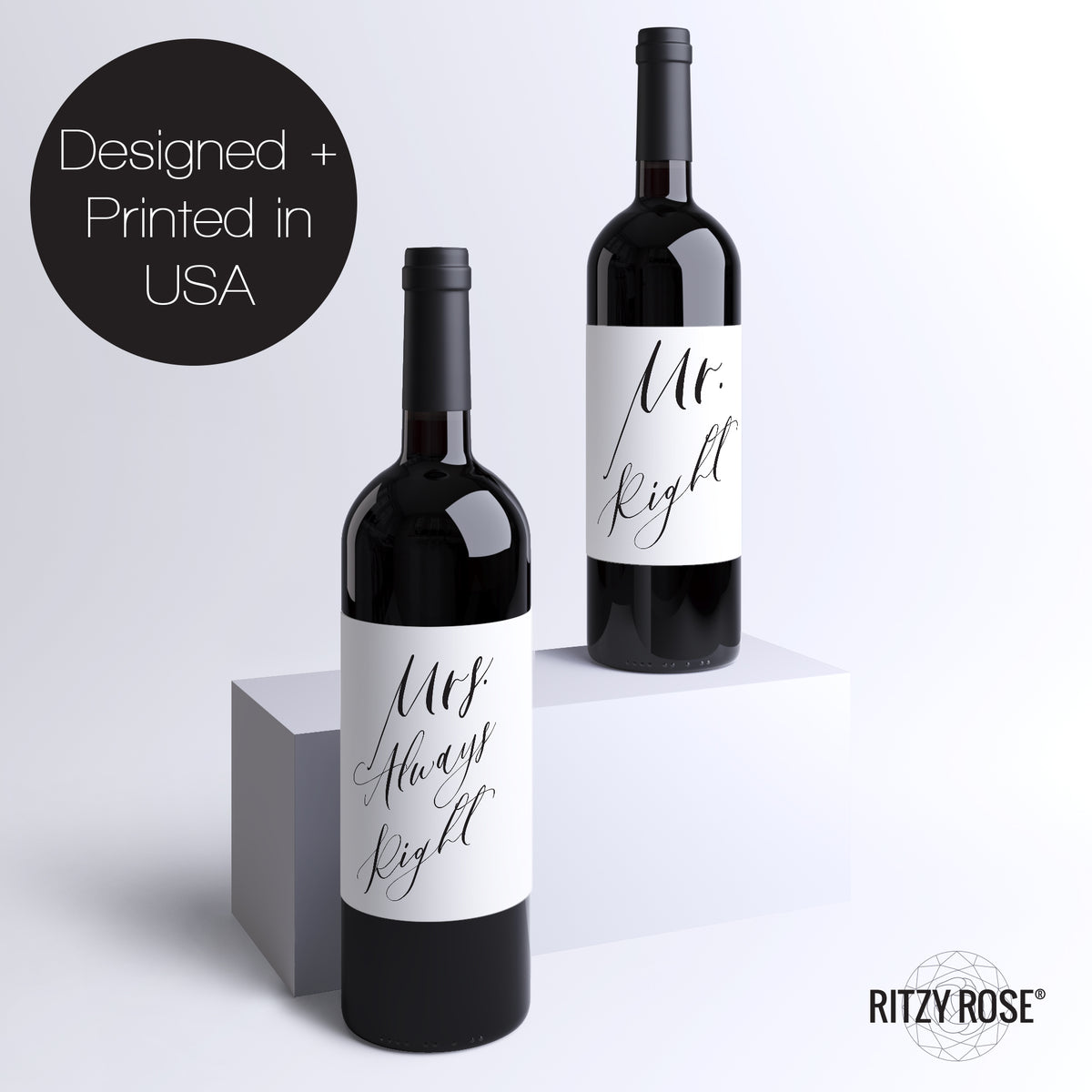 Mr. Right & Mrs. Always Right Wine Labels, Pack of 4