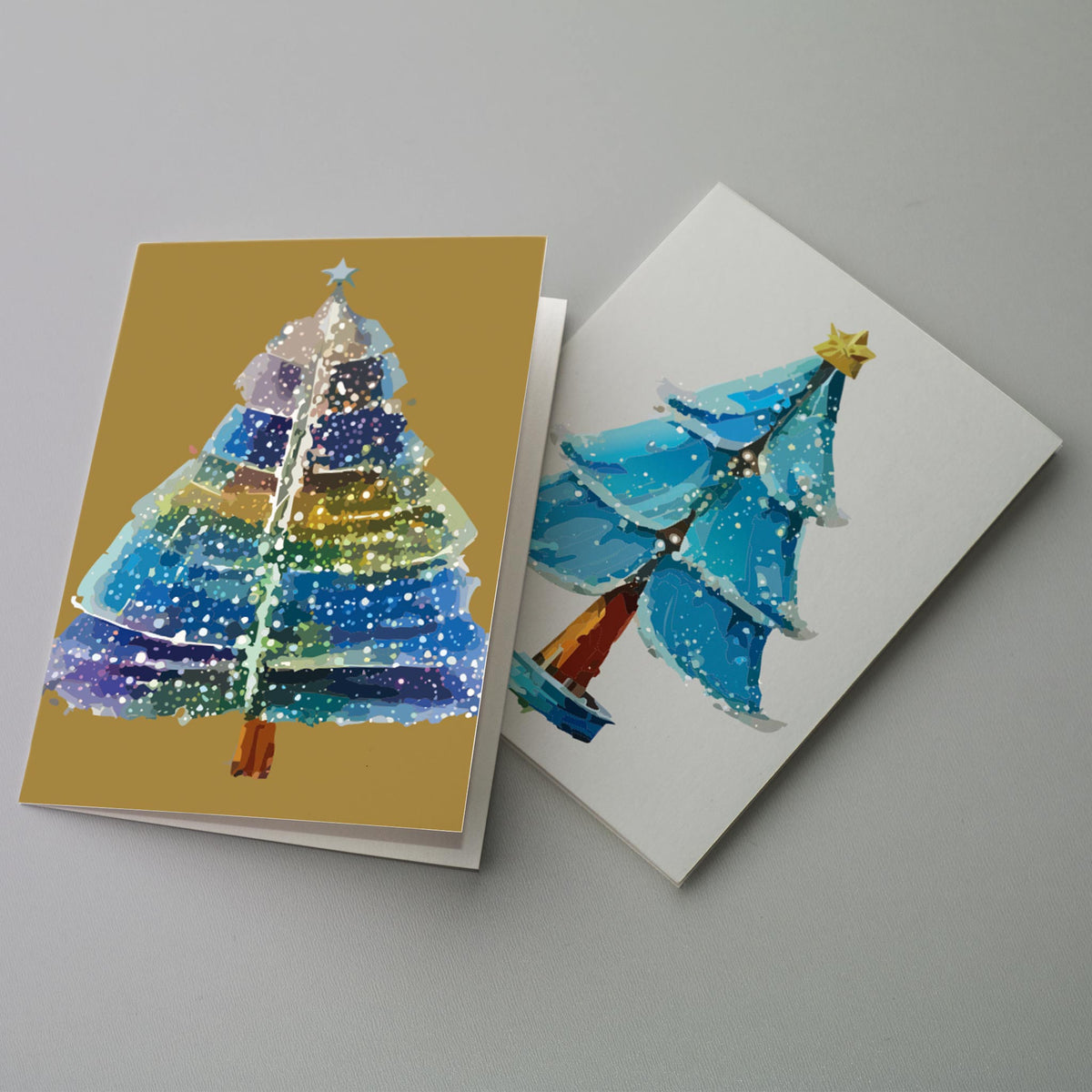 Retro Christmas Tree Holiday Window Cards, Set of 24