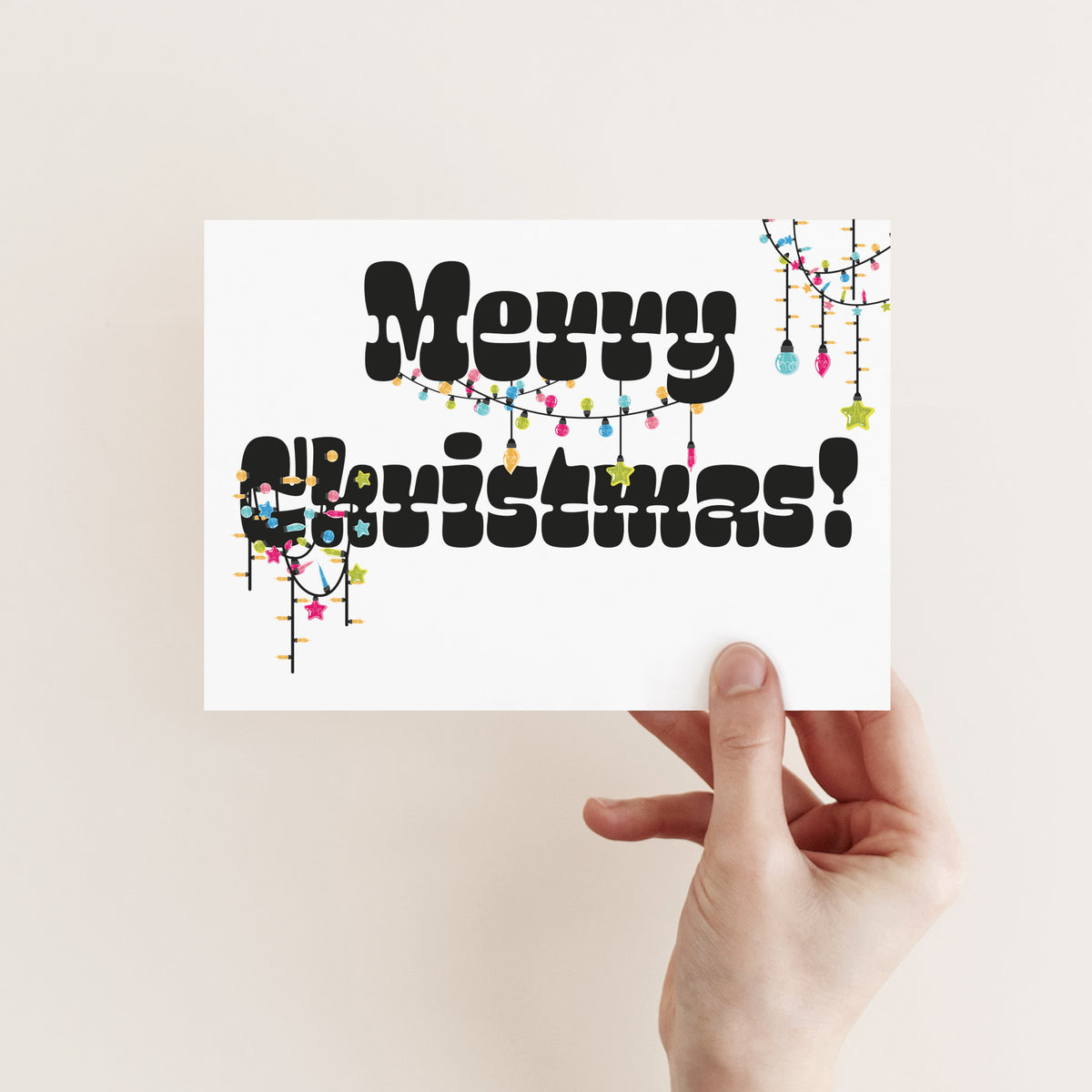 String Lights Merry Christmas Greeting Cards, Set of 24