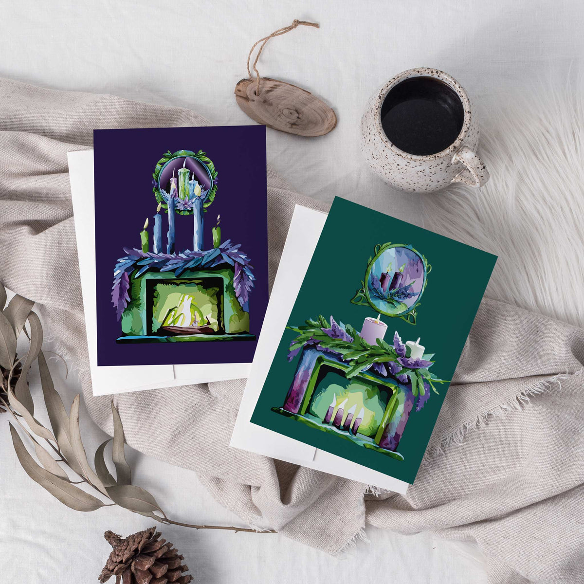 Enchanted Embers Fireplace Christmas Cards, Set of 24