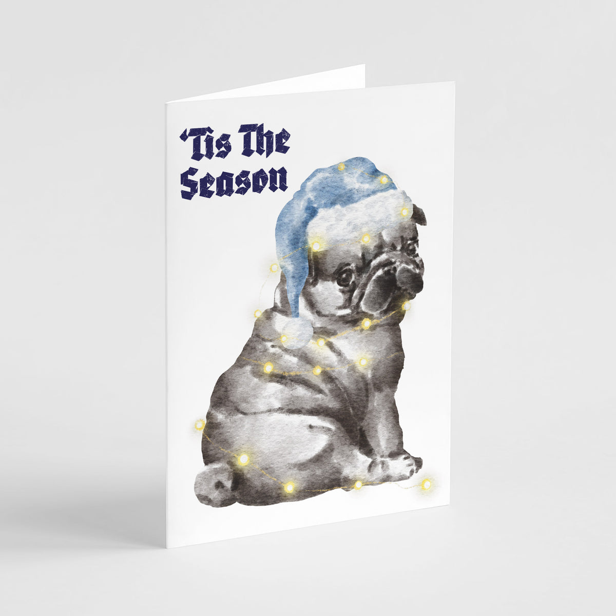 'Tis The Season Pug Greeting Cards, Set of 24