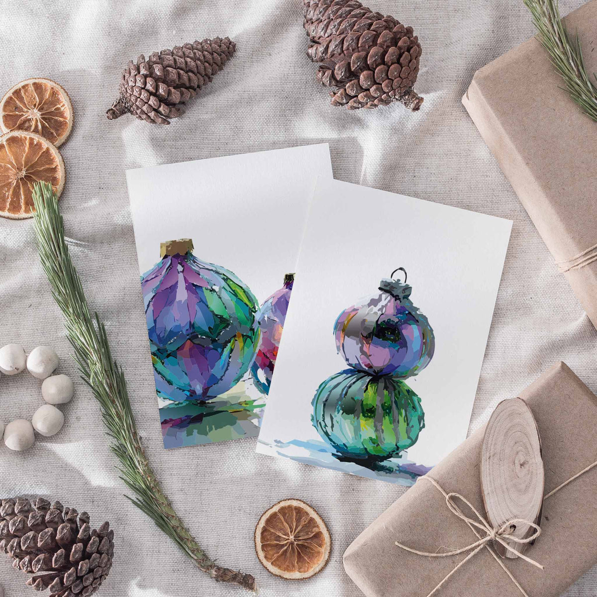 Technicolor Ornament Christmas Cards, Set of 24