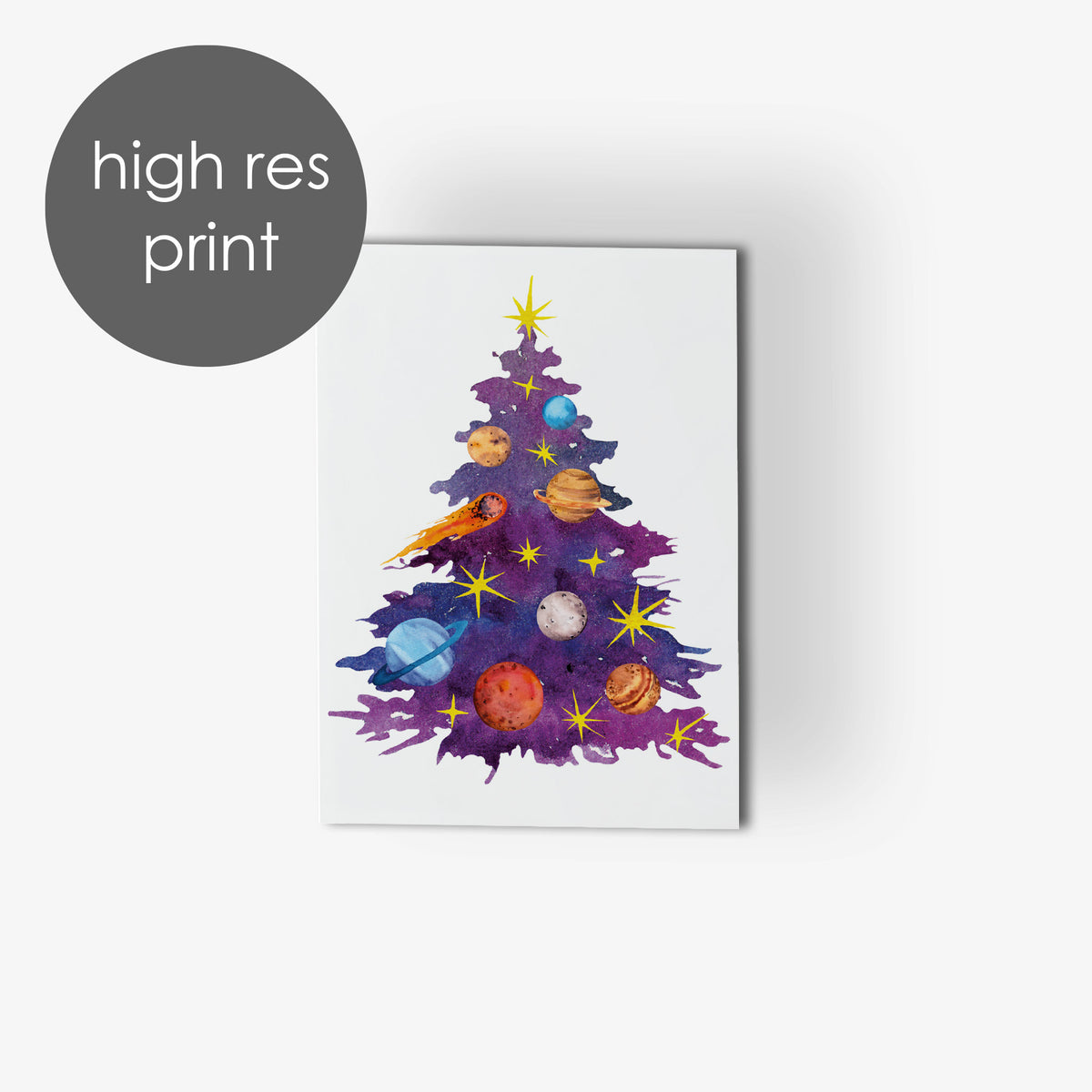 Outer Space Christmas Tree Greeting Cards, Set of 24