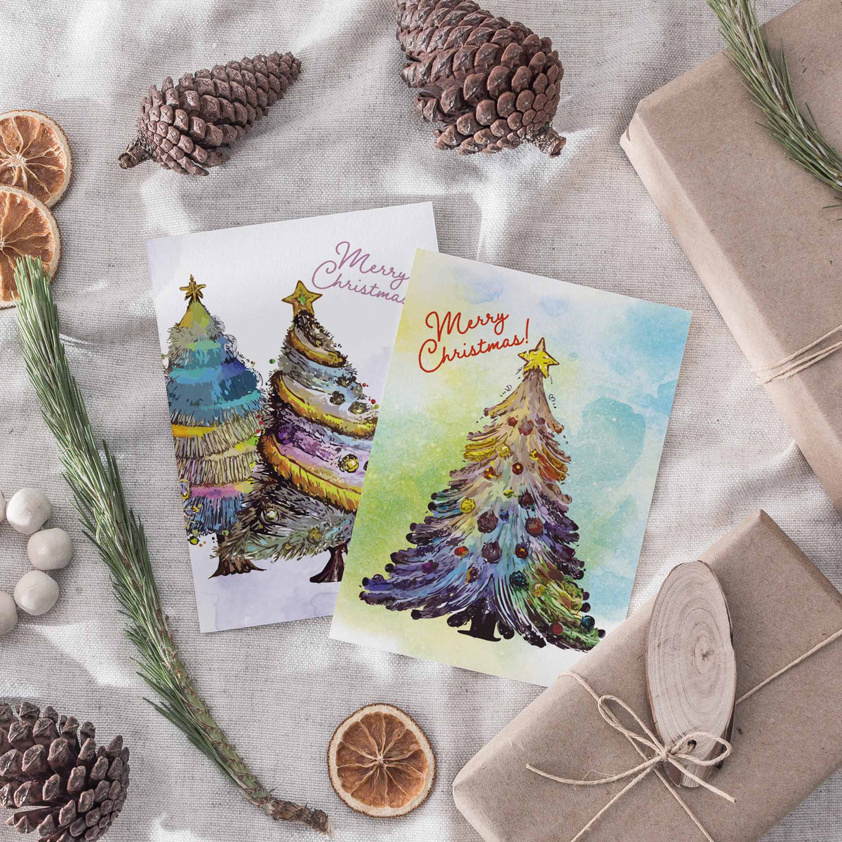 Tinsel Trees Christmas Cards, Set of 24