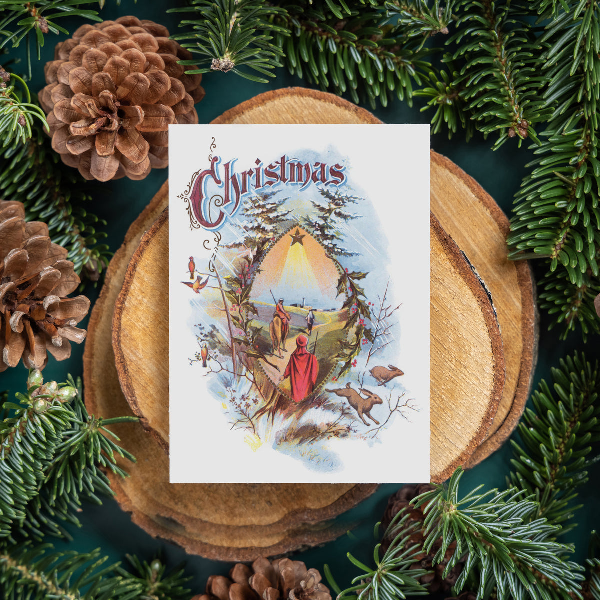 Single-design pack of 24 cards showing three wise men on a path beneath a large star in a golden sky.